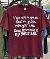 If You Have An Opinion About Me Please Raise Your Hand Good Now Shove It Up Your Ass T-Shirt